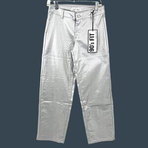 NWT ALMOST FAMOUS 90'S FIT METALLIC SILVER PANTS - S (3)